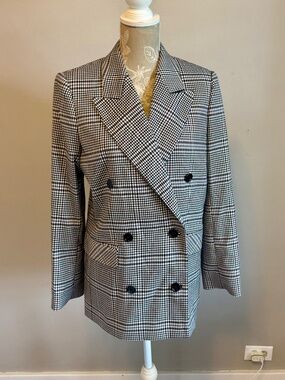 The Kooples NWT 100% Wool Glen Plaid Double Breasted Blazer US 6